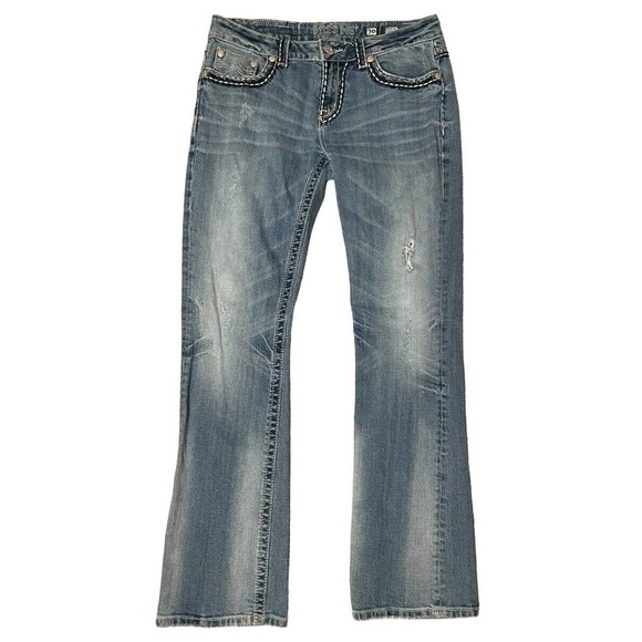 Miss Me EasyBootcut Jeans Size 30 x 33 Mid Rise Y2K Denim Bling Medium Wash - Picture 4 of 9